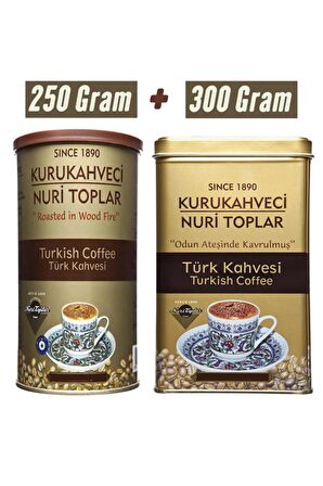 Nuri Toplar Yuvarlak Ve Kare Teneke Kutuda Türk Kahvesi 550 gr 2 Ayrı Kuru Kahve