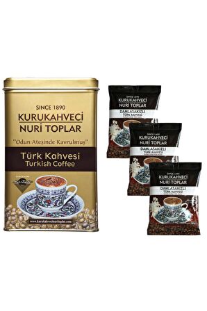 Nuri Toplar Metal Kutuda Türk Kahvesi Ve 3 Adet Damla Sakızlı Kahve 300 gr