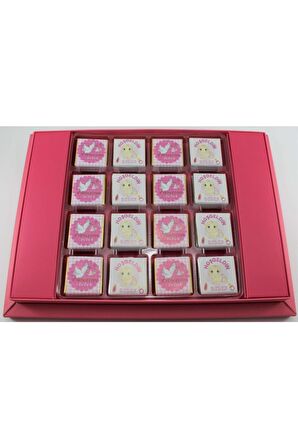 Dark Brown 48 Madlen ve Badem Drajeli Kız Bebek Hoşgeldin Bebek Çikolatası