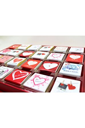 Dark Brown Sevgililer Günü Çikolatası 72'li Madlen Kırmızı Kutudu