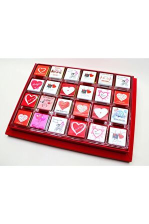 Dark Brown Sevgililer Günü Çikolatası 72'li Madlen Kırmızı Kutudu