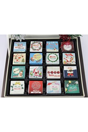 Dark Brown 48 Adet Yılbaşı Tebrik Çikolatası %100 El Yapımı Madlen Çikolata