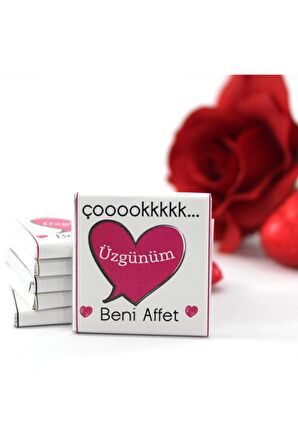 Dark Brown 48 Adet Sevgiliye Özür Çikolatası %100 El Yapımı Madlen