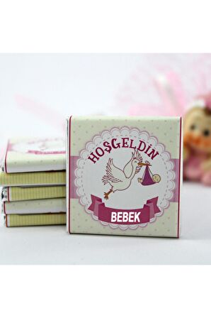 Dark Brown Hoşgeldin Bebek Çikolatası 72 Adet Kız Bebek Doğum Hediyesi