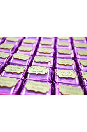 Dark Brown Sargılı Dolgulu Hoşgeldin Bebek Kız Çocuk Çikolatası 48 Adet