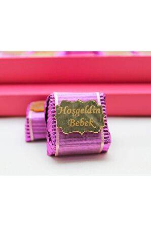 Dark Brown Sargılı Dolgulu Hoşgeldin Bebek Kız Çocuk Çikolatası 48 Adet