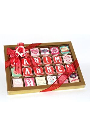 Dark Brown 72 Adet Özel Kutuda Madlen Çikolata Canım Annem Yazılı