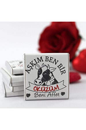 Dark Brown Aşkım Ben Bir Öküzüm Beni Affet Yazılı 48 Adet Madlen Bitter Ve Sütlü Çikolata