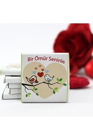 Dark Brown Bir Ömür Seninle Yazılı 48 Adet Madlen Bitter ve Sütlü Çikolata