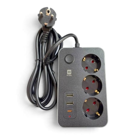 hi-link 3 Soketli 1xTypeC+2xUSB Girişli 3 Metre Kablolu Termal Akım Korumalı Grup Priz
