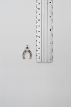 Şans Nalı Siyah Deri İp Kolye - Antik Gümüş Kaplama - Kadın Erkek - 60 cm