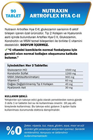 Nutraxin Artroflex - Hya C-ıı Glukozamin 90 Tablet Artroflex Jel Hediye