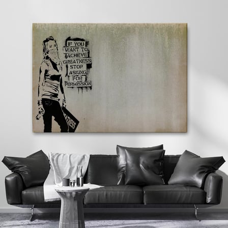 Banksy, Büyük İşler Yapmak İstiyorsanız İzin İstemeyi Bırakın Yazan Tablo-5003