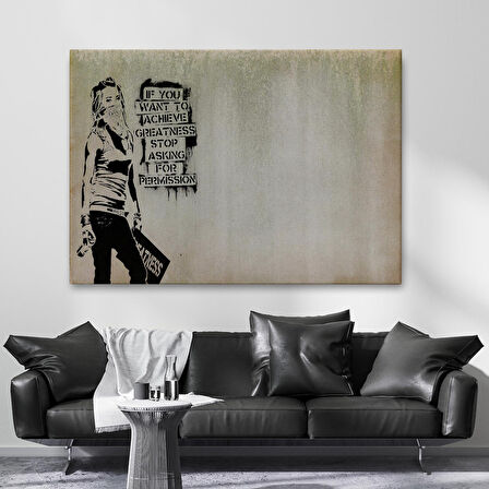 Banksy , Büyük İşler Yapmak İstiyorsanız İzin İstemeyi Bırakın Yazan Tablo-5003