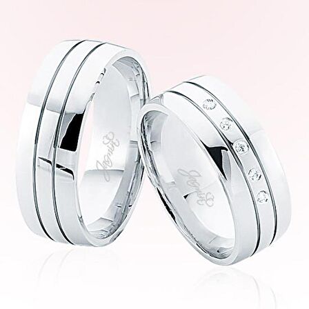 Harem Altın Beyaz Şeritli Altın Alyans 5004