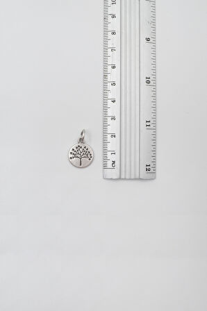 Yuvarlak Hayat Ağacı Örme Zincir Kolye - Antik Gümüş Kaplama - Kadın Erkek - 60 cm