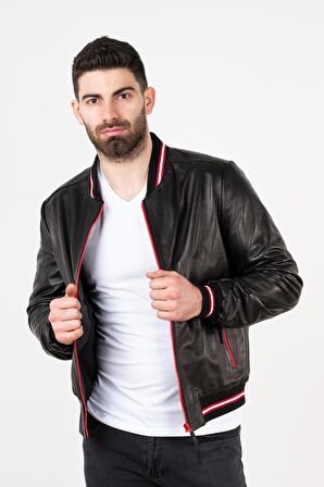 Erkek Siyah Deri Mont