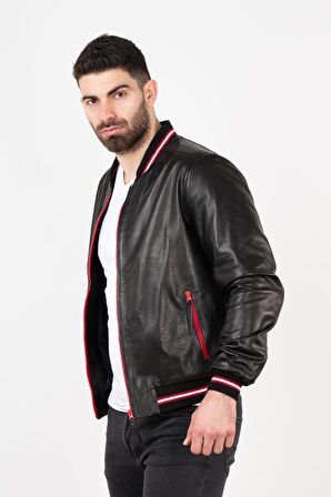 Erkek Siyah Deri Mont