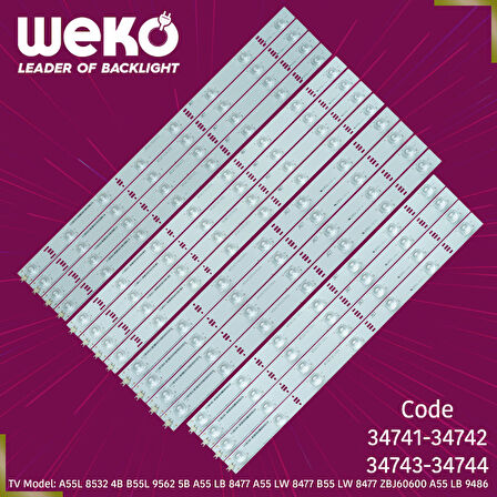 WKSET-5045 34741X4 34742X4 34743X4 34744X4 ARCELİK_55_APOLLON_8X8+8X7_2121C 16 ADET LED BAR