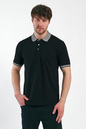Erkek Basic Düz Kısa Kol Pudra Uzun Polo Yaka Tişört