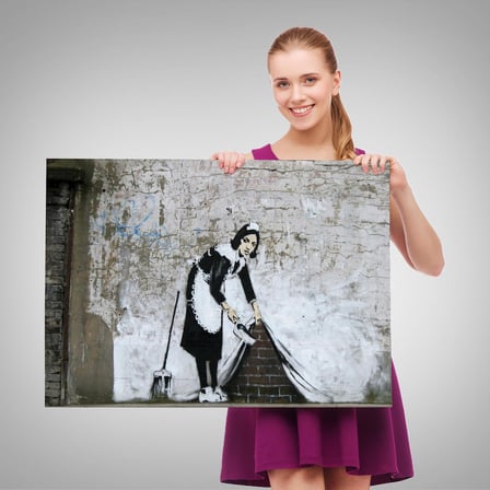 Banksy'nin Londra Sokaklarını Süpüren Temizlikçi Kadın Kanvas Tablosu-5004