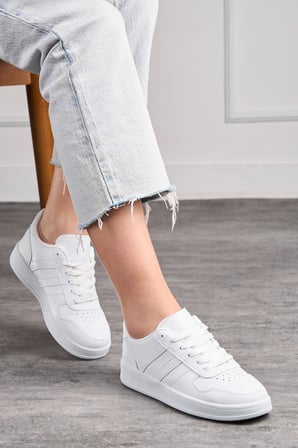 Günlük Unisex Spor Ayakkabı Bağcıklı Dikiş Detaylı Hafif Kalın Yüksek Taban Sneaker 5005