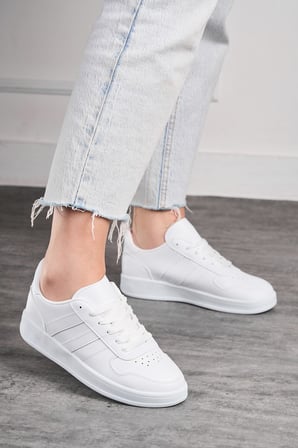 Günlük Unisex Spor Ayakkabı Bağcıklı Dikiş Detaylı Hafif Kalın Yüksek Taban Sneaker 5005