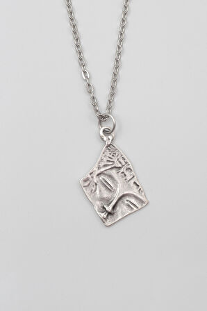 Yuyuyan Güzel Düz Ezme Zincir Kolye - Antik Gümüş Kaplama - Kadın Erkek - 60 cm