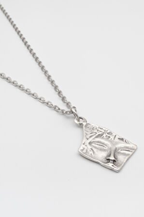 Yuyuyan Güzel Düz Ezme Zincir Kolye - Antik Gümüş Kaplama - Kadın Erkek - 60 cm