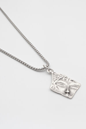 Yuyuyan Güzel Örme Zincir Kolye - Antik Gümüş Kaplama - Kadın Erkek - 60 cm