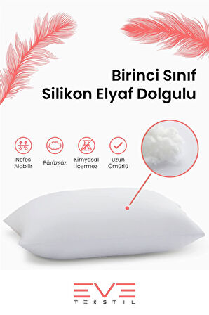 2 Adet Silikon Elyaf Nonwoven Yıkanabilir Antialerjik Vakumlu Yastık Seti 50x70cm 600 gr