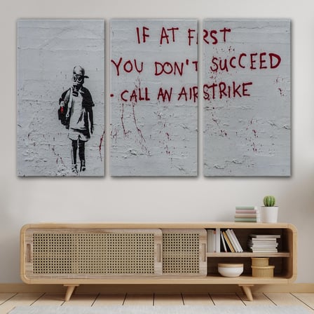 Banksy, İlk Başta Başarılı Olamazsanız, Hava Saldırısı Yapın, Kanvas Tablo-5005