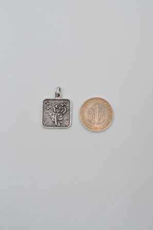 Otantik Gül Anahtarlık - Antik Gümüş Kaplama - Kadın Erkek