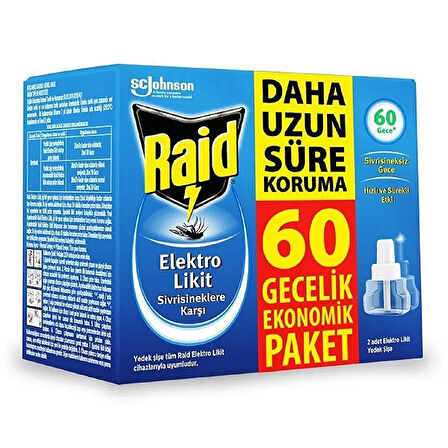 Elektro Likit Sivrisineksiz Etkin Koruma 60 Gece Yedek Şişe 1 Adet