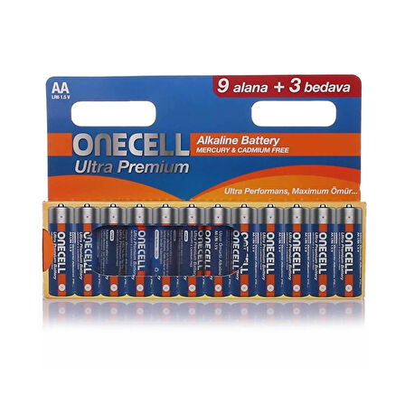 Ultra Premium Alkalin AA Boy Pil 9+3 1 Adet