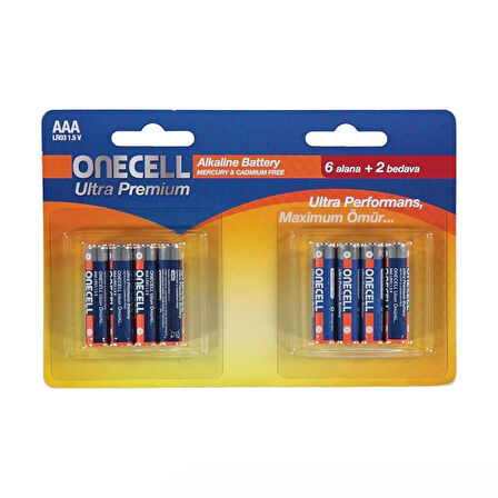 Ultra Premium Alkalin AAA Boy Pil 8li 1 Adet