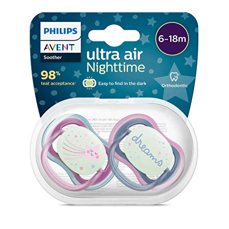 Ultra Air Gece Emziği 6-18 Ay, 2'li Paket, Kız 1 Adet