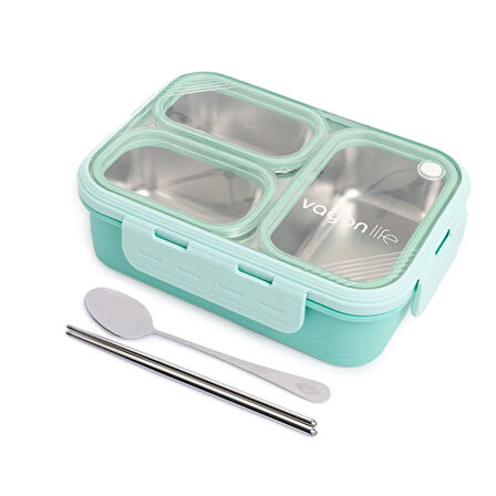 Paslanmaz Çelik 620ml Lunch Box-Yeşil 1 Adet