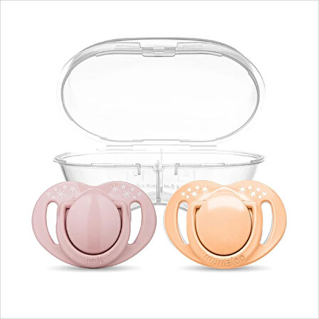 Ortodontik Silikon Emzik 2'li Powder Pink&Blush 6+ Ay (Sterilizayon/Saklama Kutulu) 1 Adet