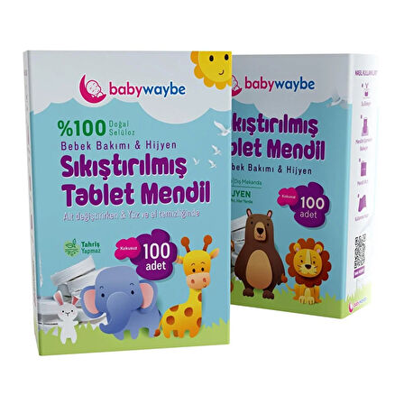 Organik Bebek Mendili %100 Doğal Sıkıştırılmış Tablet Mendil 100 Adet