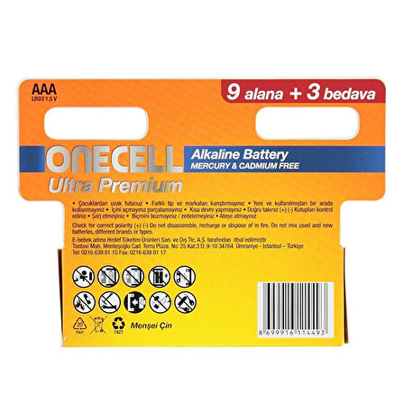 Ultra Premium Alkalin AAA Boy Pil 9+3 (2 ADET)