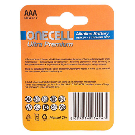 Ultra Premium Alkalin AAA Boy Pil 4lü (3 ADET)