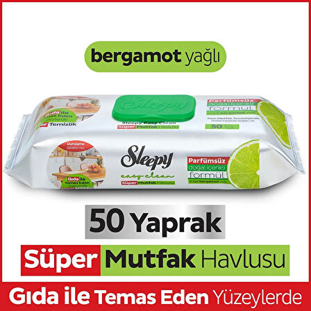 Yüzey Temizlik Süper Mutfak Havlusu Bergamot 50 Adet (4 ADET)