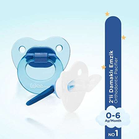 437 Wee Baby 2'li Damaklı Emzik No:1 Mavi (4 ADET)