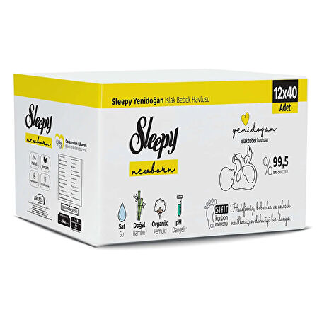Yenidoğan Bebek Islak Mendil 12x40 Adet (5 ADET)