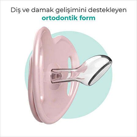 Ortodontik Silikon Emzik 2'li Powder Pınk&Blush 12+ Ay (Sterilizayon/Saklama Kutulu) (5 ADET)