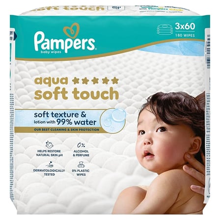 Pampers Aqua Soft Touch Islak Mendil 3x60 Adet (5 ADET)