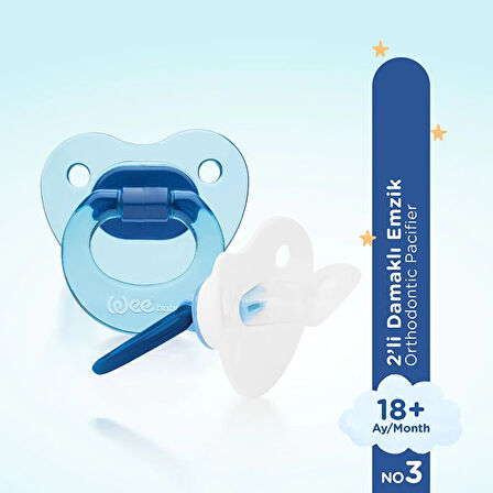 439 Wee Baby 2'li Damaklı Emzik No:3 Mavi