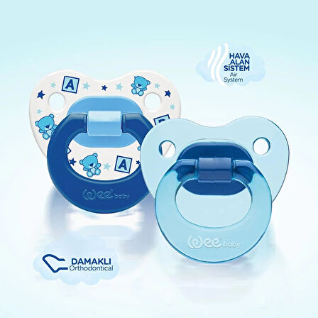 439 Wee Baby 2'li Damaklı Emzik No:3 Mavi