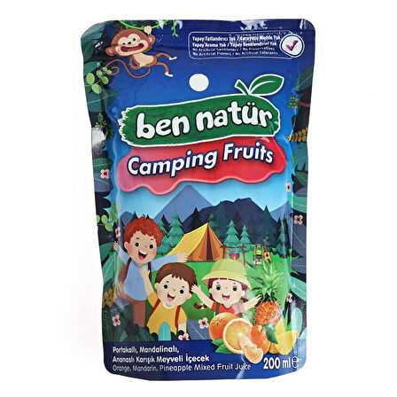 Camping Fruits Portakallı, Mandalinalı, Ananaslı Karışık Meyveli İçecek 200 ml